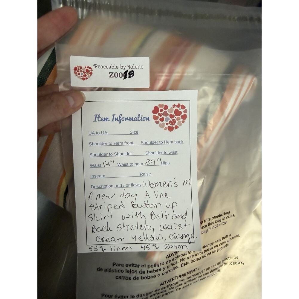 Linen Blend Striped Button-Front Belted Midi/Maxi Skirt Womens M Beach Summer - Picture 9 of 11